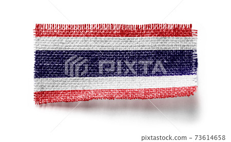 Thailand flag on a piece of cloth on a white background Thailand flag on a piece of cloth on a white background 73614658