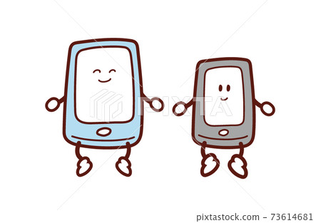 可愛的智能手機和平板電腦角色 可愛的智能手機和平板電腦角色 73614681