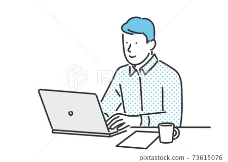 Illustration material of business person who works by remote work Illustration material of business person who works by remote work 73615076
