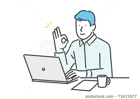 從事遠程工作的商務人士的插圖資料 73615077