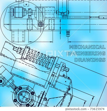 Mechanical engineering. Technical illustration. Backgrounds of engineering subjects Mechanical engineering. Technical illustration. Backgrounds of engineering subjects 73615974