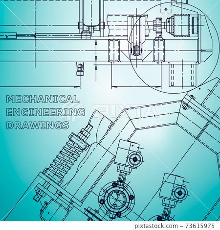 Mechanical engineering. Technical illustration. Backgrounds of engineering subjects Mechanical engineering. Technical illustration. Backgrounds of engineering subjects 73615975