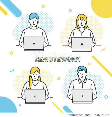 Illustration material of business person who works by remote work 73615986