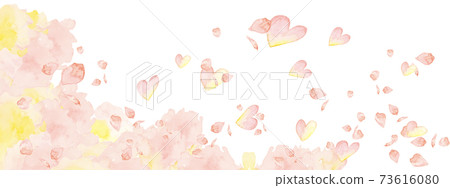 Watercolor heart, petals, cherry blossoms, flying love, valentine's day, mother's day, happiness anniversary Watercolor heart, petals, cherry blossoms, flying love, valentine's day, mother's day, happiness anniversary 73616080