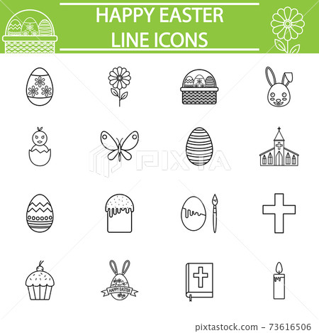 Happy Easter line icon set - Stock Illustration [73616506] - PIXTA
