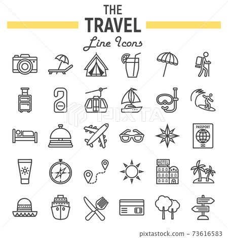 Travel line icon set, tourism symbols collection Travel line icon set, tourism symbols collection 73616583