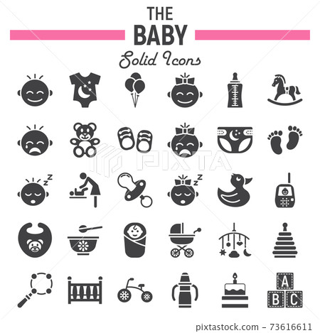 Baby solid icon set, kid symbols collection 73616611