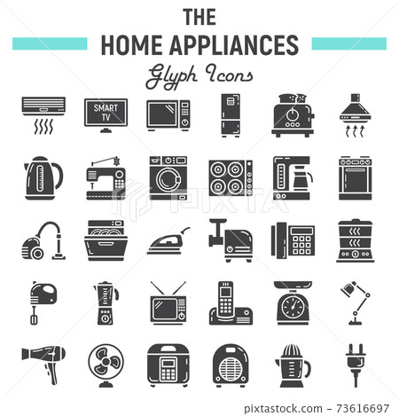 Home appliances solid icon set, technology symbols Home appliances solid icon set, technology symbols 73616697