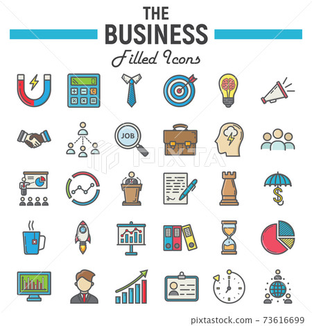 Business colorful line icon set, finance signs 73616699