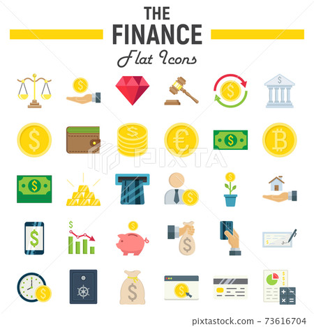 Finance flat icon set, business symbols collection 73616704