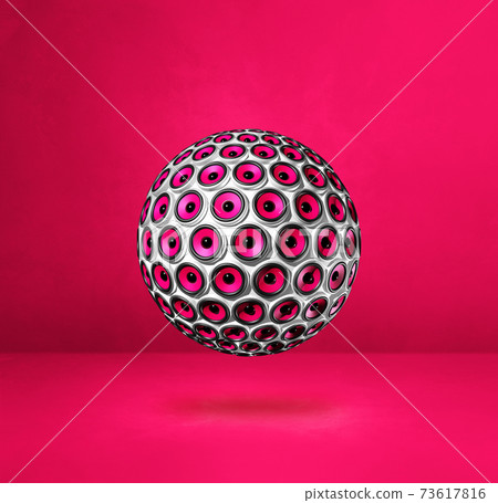Speakers sphere on a pink studio background 73617816