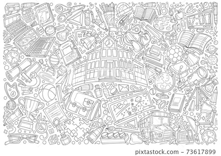Back to school doodle set vector illustration background Back to school doodle set vector illustration background 73617899