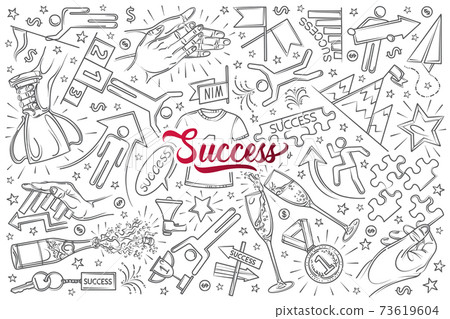 Hand drawn success set doodle vector background 73619604
