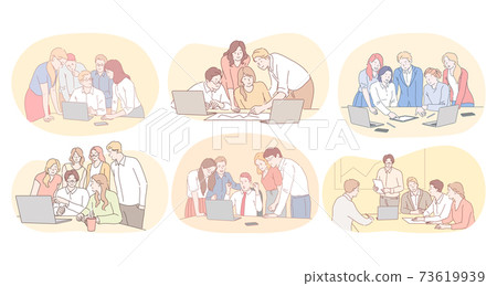 Teamwork, brainstorming, business cooperation, collaboration, successful project concept Teamwork, brainstorming, business cooperation, collaboration, successful project concept 73619939