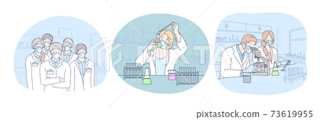 Coronavirus medical research and virus analysis in lab 73619955