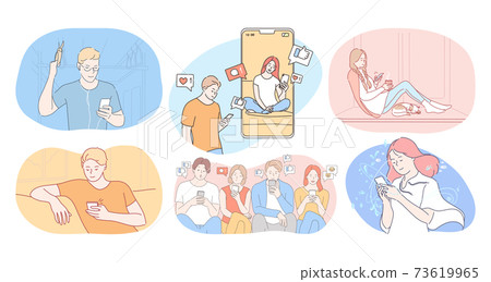Online communication and chat on smartphone concept 73619965