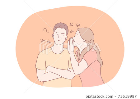 Secret, whisper, spreading information on ear concept. 73619987