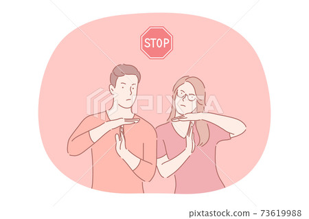 Stop, prohibiting gesture and sign concept 73619988