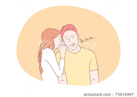Joke, sharing secrets, flirting, dating, romance concept 73619997