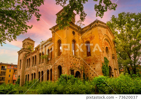 Vidin, Bulgaria ruins of Synagogue, colorful sky Vidin, Bulgaria ruins of Synagogue, colorful sky 73620037