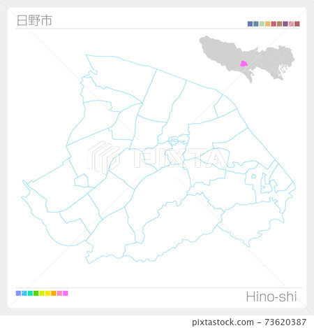 日野市 日野市 白地圖 東京都 插圖素材 圖庫