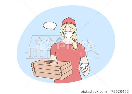 Food delivery, quarantine, coronavirus infection, concept Food delivery, quarantine, coronavirus infection, concept 73620432