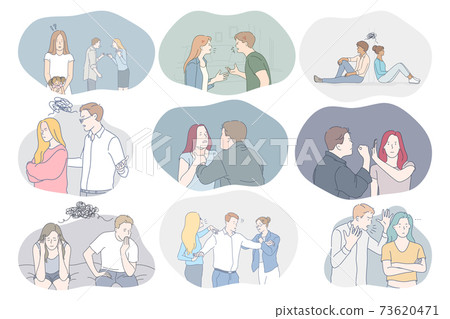 Conflicts in couple, misunderstanding, problems in communication concept 73620471