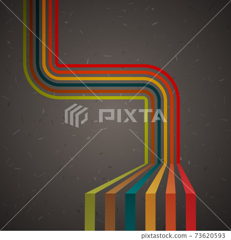 Retro style lines turn to the left over dark background. 73620593