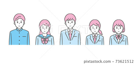 初中和高中學生,男女,上半身製服 初中和高中學生,男女,上半身製服 73621512