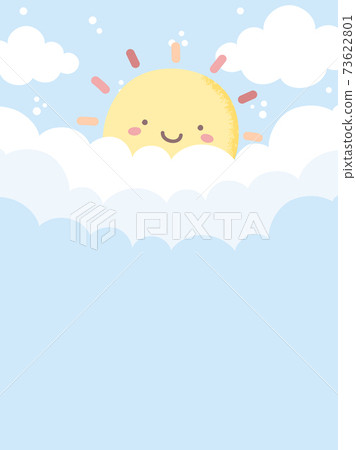 背景與可愛的太陽和雲 垂直橫幅材料 插圖素材 圖庫