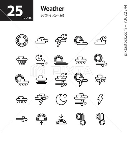 Weather outline icon set. Vector and Illustration. Weather outline icon set. Vector and Illustration. 73622844