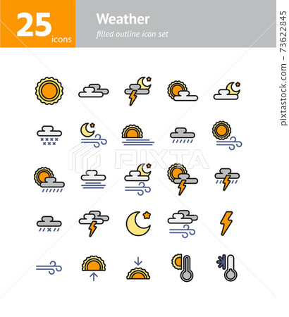 Weather filled outline icon set. Vector and Illustration. Weather filled outline icon set. Vector and Illustration. 73622845