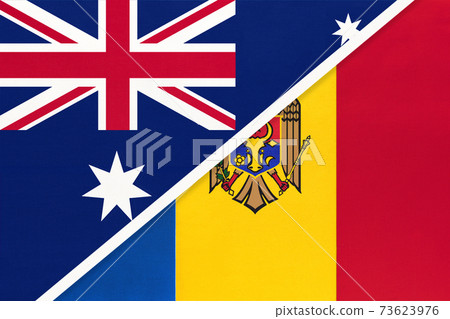 Australia and Moldova, symbol of national flags from textile. 73623976