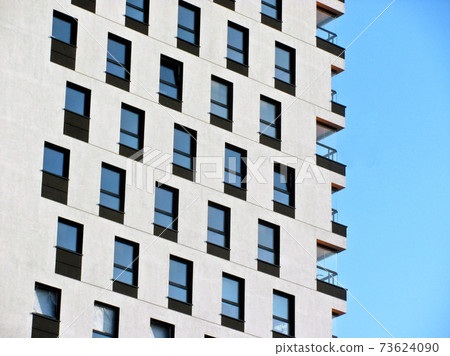 Modern apartment building. Facade, contemporary architecture. Stylish living block of flats. Modern apartment building. Facade, contemporary architecture. Stylish living block of flats. 73624090