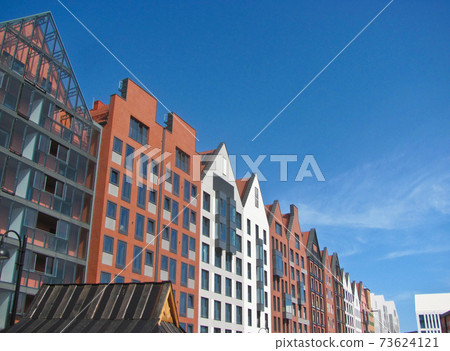Gdansk cityscape, Poland, Polish new old architecture, touristic view. 73624121