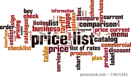 Price list word cloud 73625381