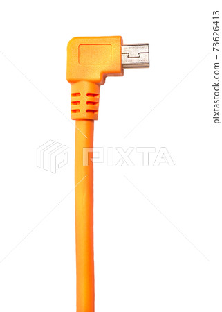 Orange USB cable isolated on white background Orange USB cable isolated on white background 73626413
