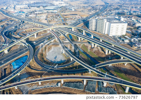 Aerial view of "Saitama Prefecture" Kuki-Shiraoka Junction 73626797