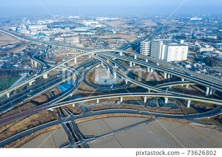 Aerial view of "Saitama Prefecture" Kuki-Shiraoka Junction 73626802