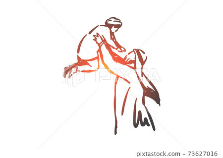 Family, parents and child, generations concept sketch. Hand drawn isolated vector illustration Family, parents and child, generations concept sketch. Hand drawn isolated vector illustration 73627016