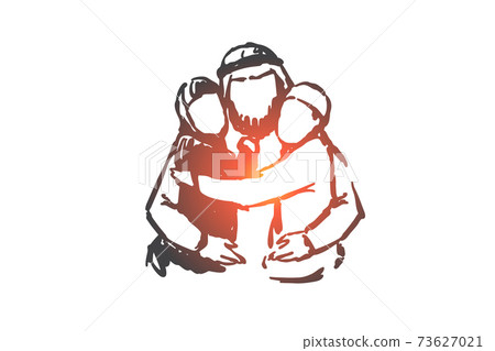 Family, parents and child, generations concept sketch. Hand drawn isolated vector illustration 73627021