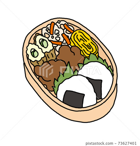 Illustration of handmade rice ball lunch 73627401