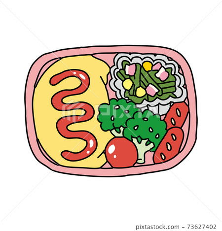 Illustration of handmade omelet rice lunch 73627402