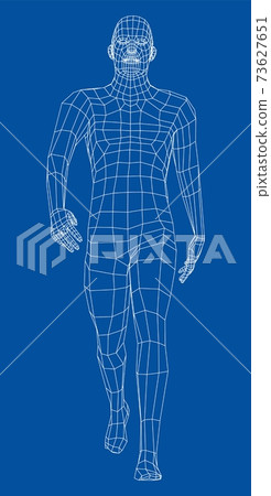 Wireframe walking man. Vector 73627651