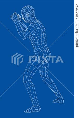 Wireframe boxing man. Vector 73627652