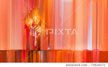 Abstract colorful oil painting on canvas texture. Semi- abstract paint of landscape, tree, and flower. Modern art oil paintings nature with yellow, red color. Abstract contemporary art for background 73628271