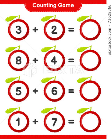 Counting game, count the number of Yumberry and write the result. Educational children game, printable worksheet, vector illustration Counting game, count the number of Yumberry and write the result. Educational children game, printable worksheet, vector illustration 73628366