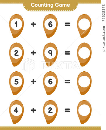 Counting game, count the number of Zapote and write the result. Educational children game, printable worksheet, vector illustration 73628378