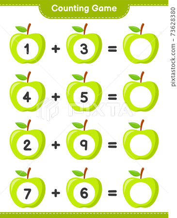 Counting game, count the number of Apple and write the result. Educational children game, printable worksheet, vector illustration Counting game, count the number of Apple and write the result. Educational children game, printable worksheet, vector illustration 73628380
