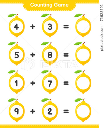 Counting game, count the number of Lemon and write the result. Educational children game, printable worksheet, vector illustration 73628391